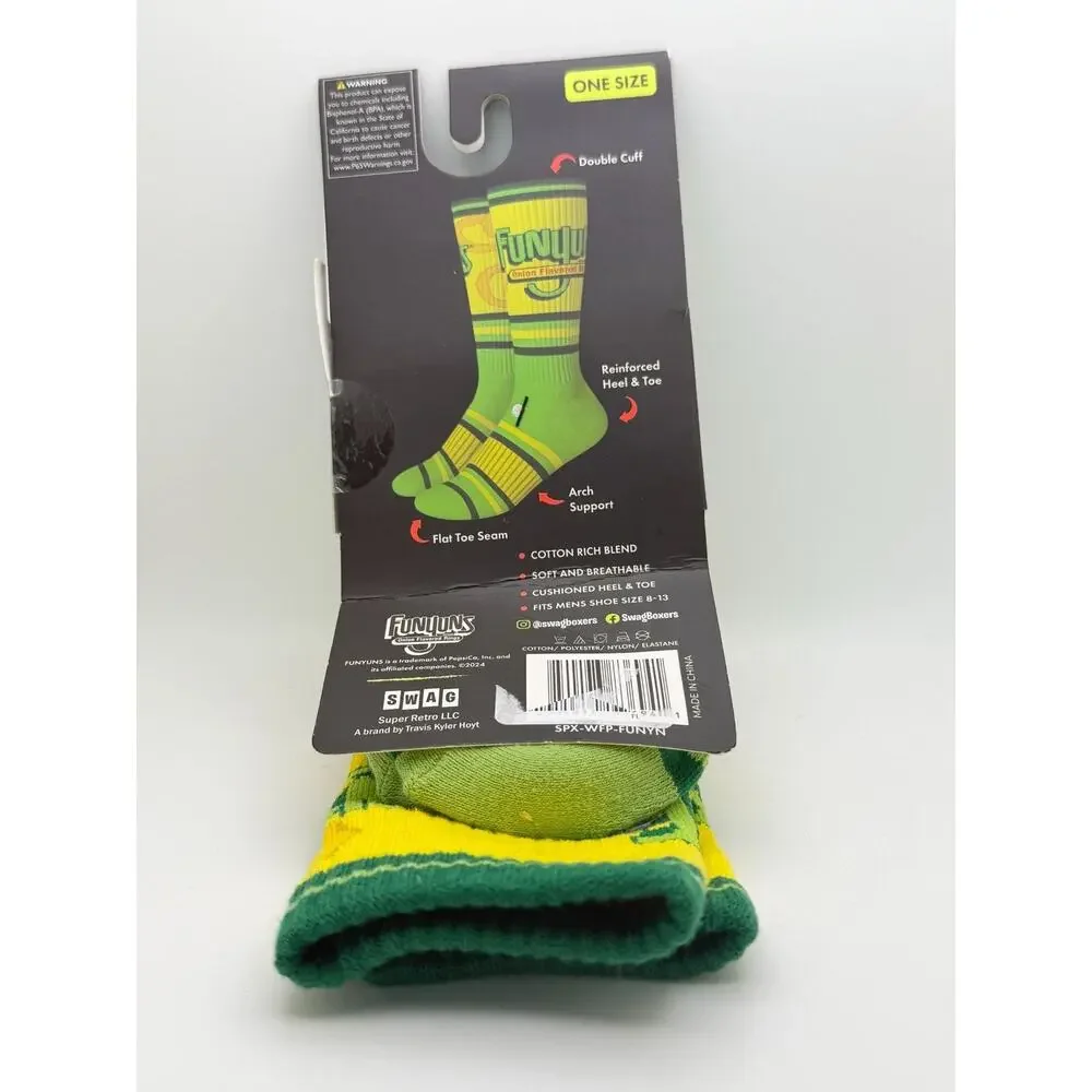 Funyuns Onion Flavored Rings Mens Crew Socks Swagboxers Cotton Blend One Size